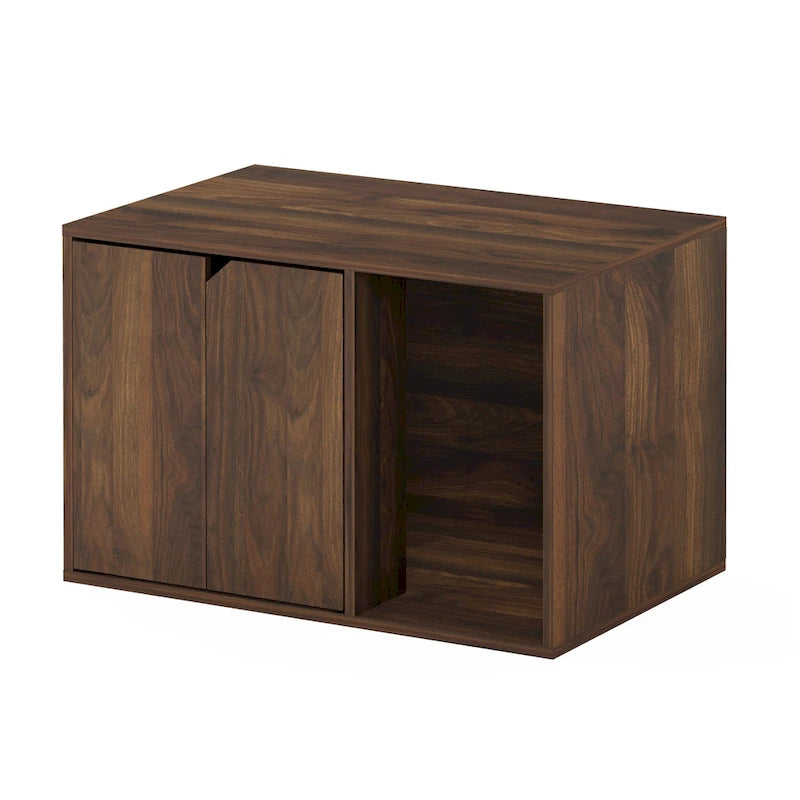 Small Litter Box Enclosure Cabinet with Storage – Columbia Walnut / Americano / Solid White / French Oak Grey, 1-Unit