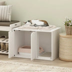 Small Litter Box Enclosure Cabinet with Storage – Columbia Walnut / Americano / Solid White / French Oak Grey, 1-Unit