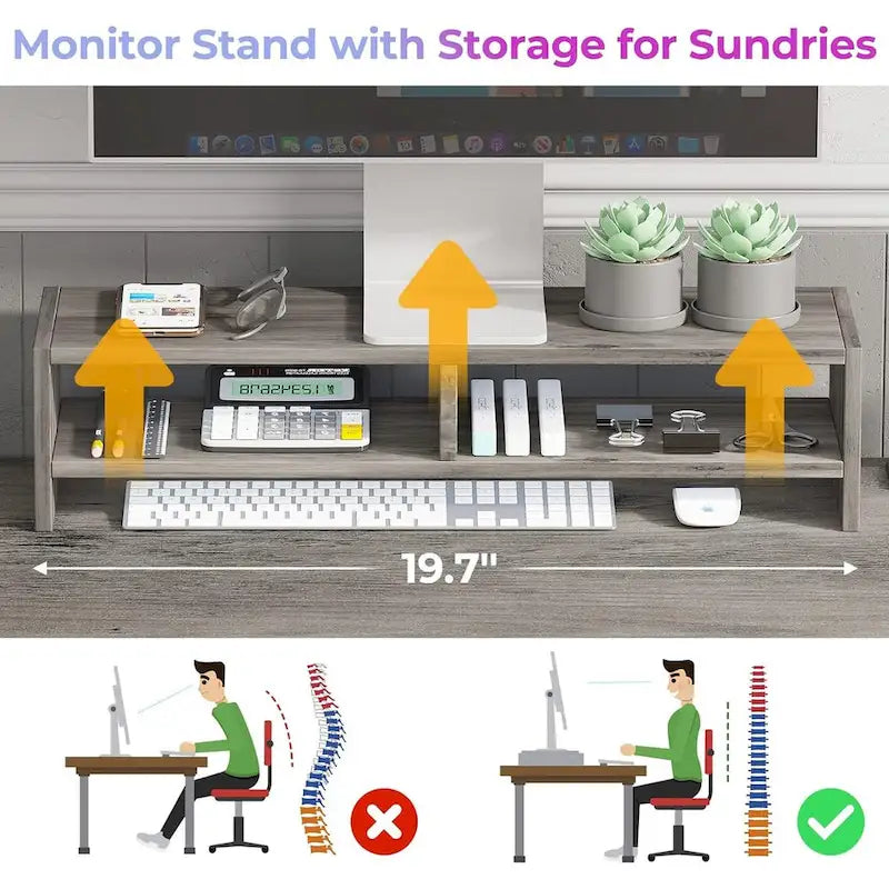 Convertible L-Shaped / Straight Computer Desk with Drawer, Cabinet, Bookshelf and Power Strip – Grey / Brown, 1-2 Person Use