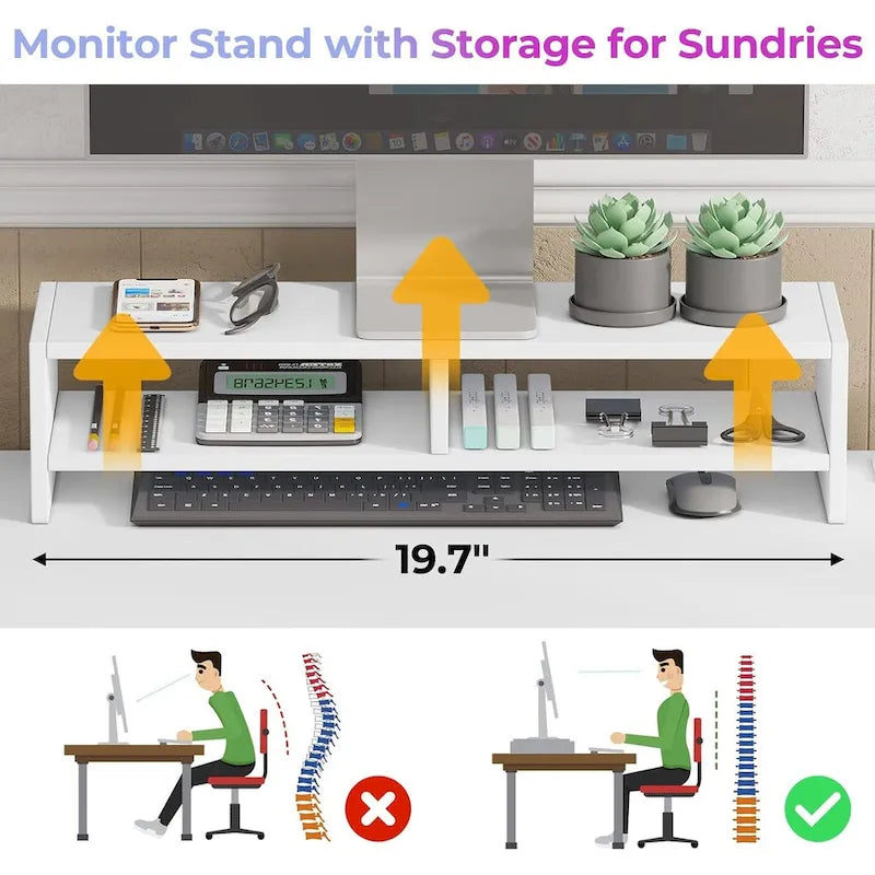 Convertible L-Shaped / Straight Computer Desk with Drawer, Cabinet, Bookshelf and Power Strip – Grey / Brown, 1-2 Person Use