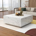 Square Faux Marble Coffee Table with MDF Frame – White / Black, 1-Unit