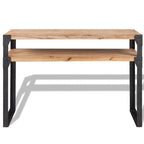 Solid Acacia Wood Console Table with Steel Legs and Open Shelf – Brown / Black, 1-Unit