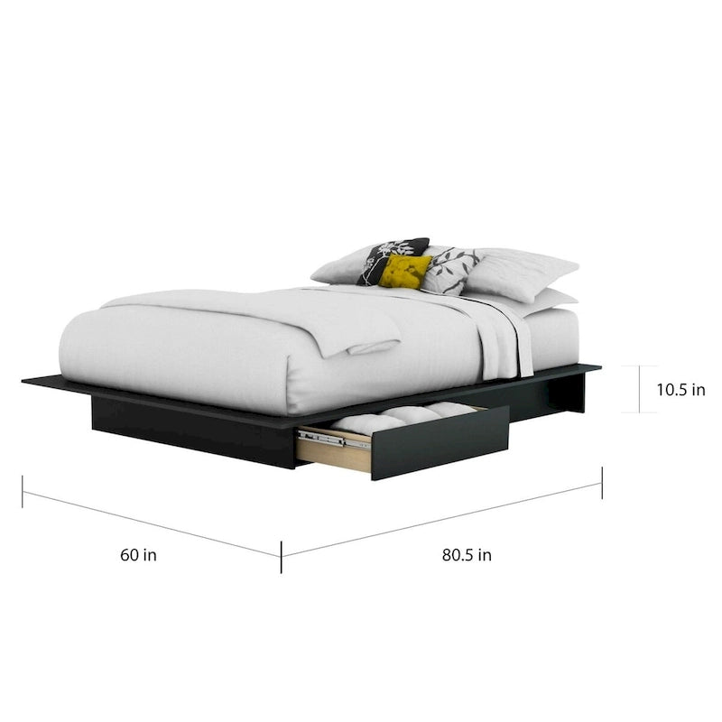 Full/Queen Platform Bed Frame with 2 Storage Drawers – Black, 2-Person Use