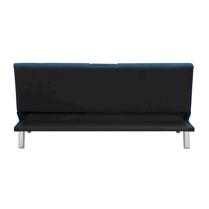 3-Seat Convertible Sofa Chaise with Sleeper – Navy, Twin, 1-Person Sleeper