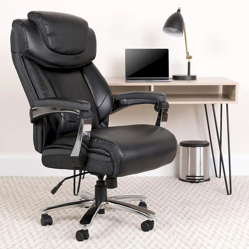 Big & Tall High-Back LeatherSoft Executive Office Chair – Black, 1-Person Use
