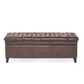 Diamond-Tufted Faux Leather Storage Ottoman Bench with Soft-Close Hinges – Brown / Beige / Light Grey / Gray, 1-2 Person Use