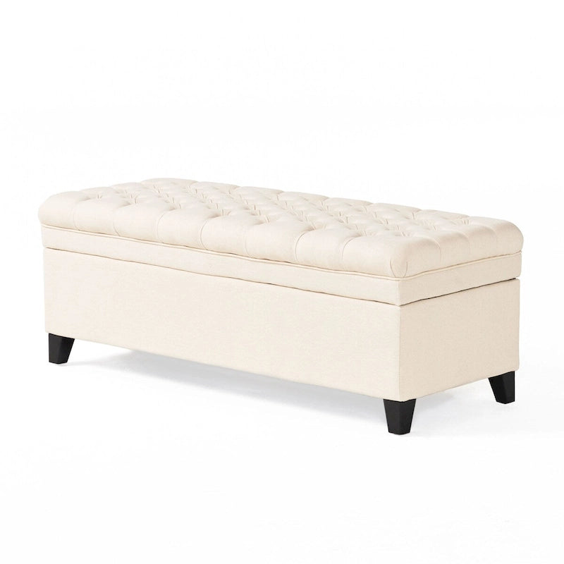 Diamond-Tufted Faux Leather Storage Ottoman Bench with Soft-Close Hinges – Brown / Beige / Light Grey / Gray, 1-2 Person Use