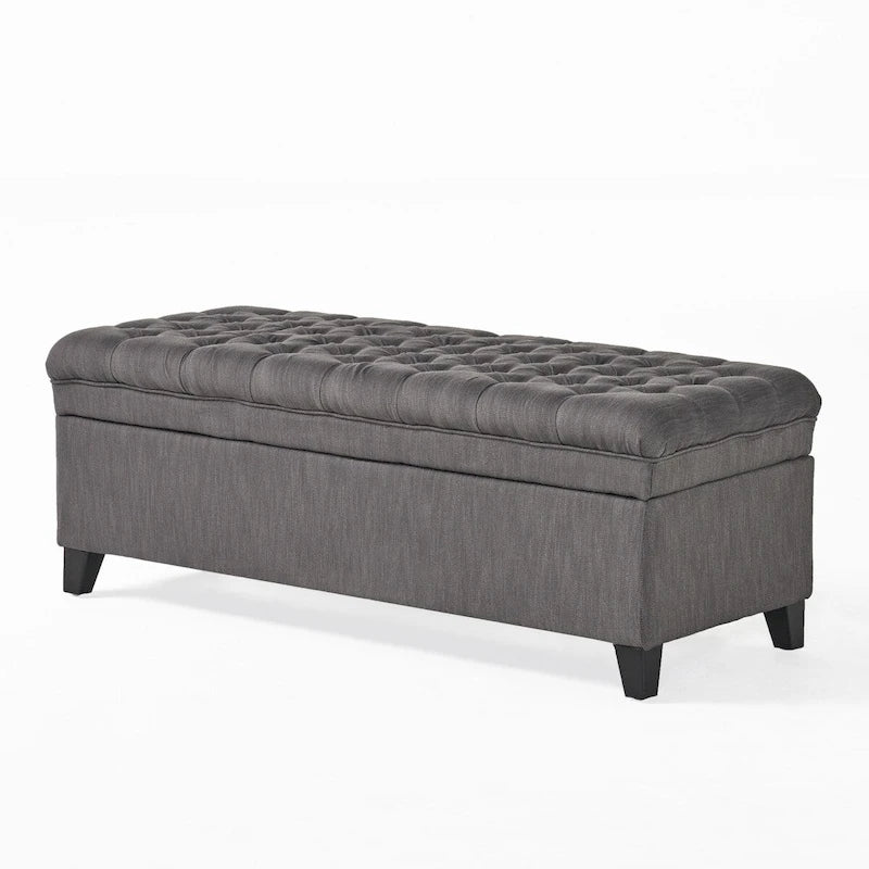 Diamond-Tufted Faux Leather Storage Ottoman Bench with Soft-Close Hinges – Brown / Beige / Light Grey / Gray, 1-2 Person Use