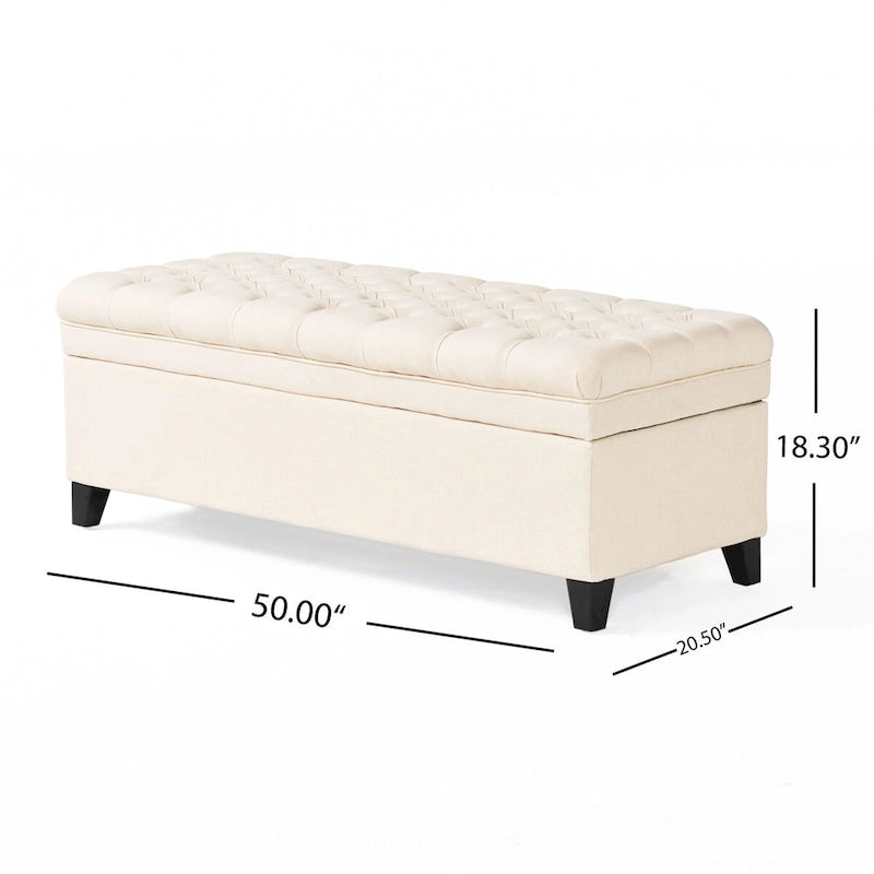 Diamond-Tufted Faux Leather Storage Ottoman Bench with Soft-Close Hinges – Brown / Beige / Light Grey / Gray, 1-2 Person Use