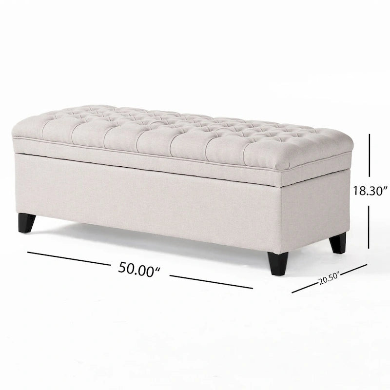 Diamond-Tufted Faux Leather Storage Ottoman Bench with Soft-Close Hinges – Brown / Beige / Light Grey / Gray, 1-2 Person Use