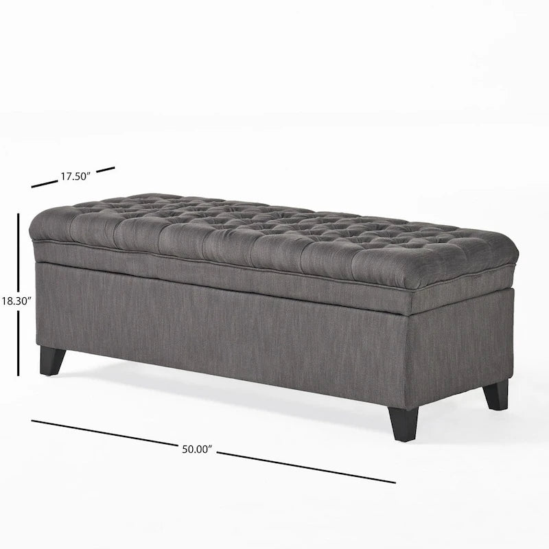 Diamond-Tufted Faux Leather Storage Ottoman Bench with Soft-Close Hinges – Brown / Beige / Light Grey / Gray, 1-2 Person Use