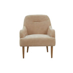 Chenille Accent Armchair with Wood Legs – Gray / Beige / Brown / Orange, 1-Person Use