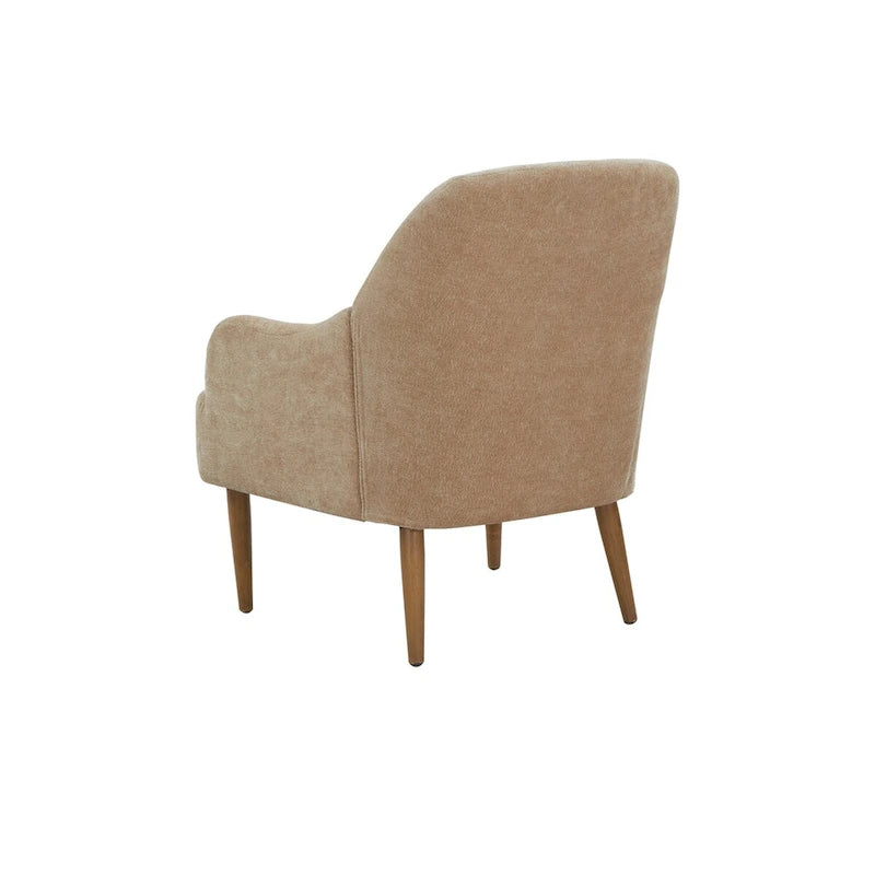 Chenille Accent Armchair with Wood Legs – Gray / Beige / Brown / Orange, 1-Person Use