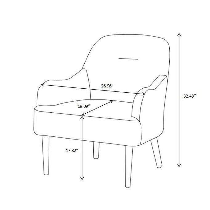 Chenille Accent Armchair with Wood Legs – Gray / Beige / Brown / Orange, 1-Person Use