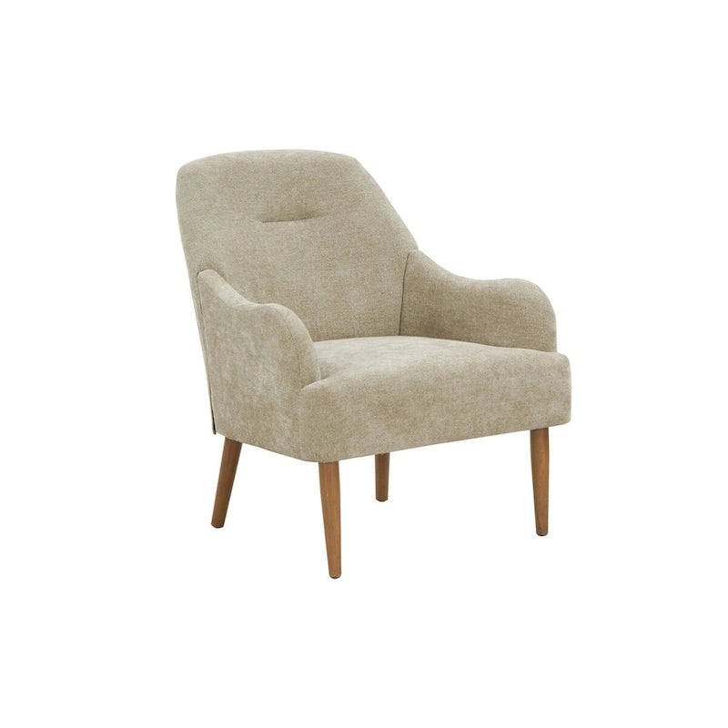 Chenille Accent Armchair with Wood Legs – Gray / Beige / Brown / Orange, 1-Person Use