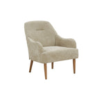 Chenille Accent Armchair with Wood Legs – Gray / Beige / Brown / Orange, 1-Person Use
