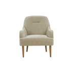 Chenille Accent Armchair with Wood Legs – Gray / Beige / Brown / Orange, 1-Person Use