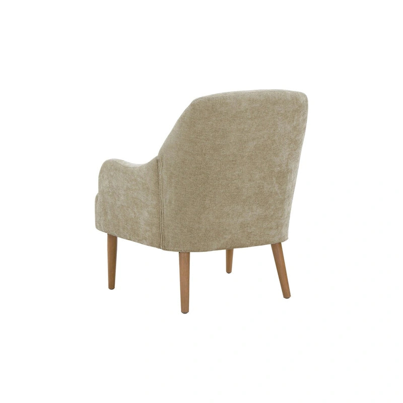 Chenille Accent Armchair with Wood Legs – Gray / Beige / Brown / Orange, 1-Person Use