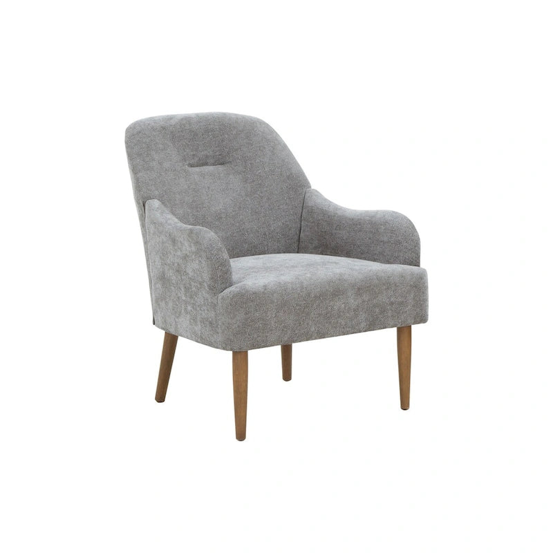Chenille Accent Armchair with Wood Legs – Gray / Beige / Brown / Orange, 1-Person Use
