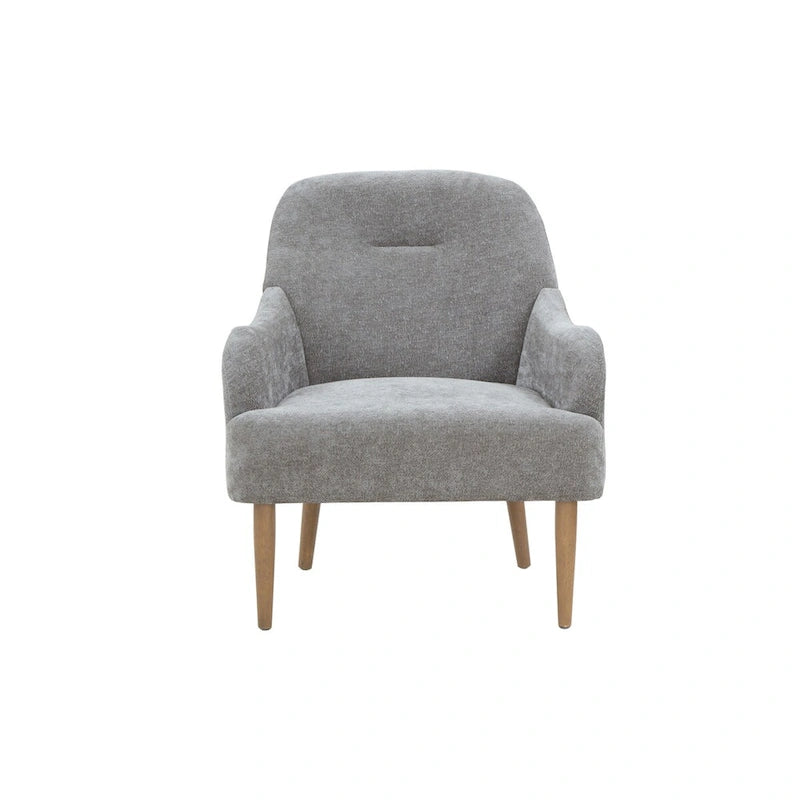 Chenille Accent Armchair with Wood Legs – Gray / Beige / Brown / Orange, 1-Person Use