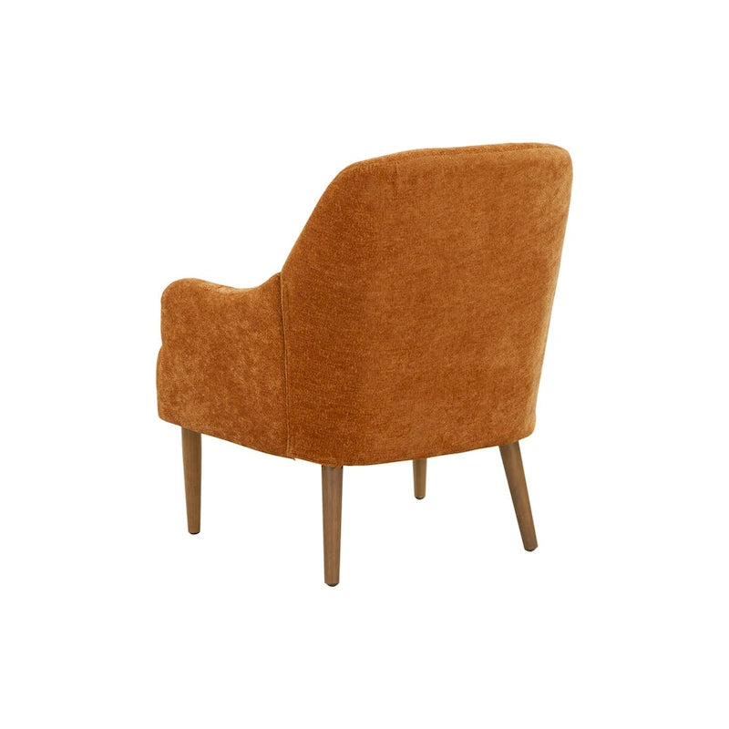 Chenille Accent Armchair with Wood Legs – Gray / Beige / Brown / Orange, 1-Person Use