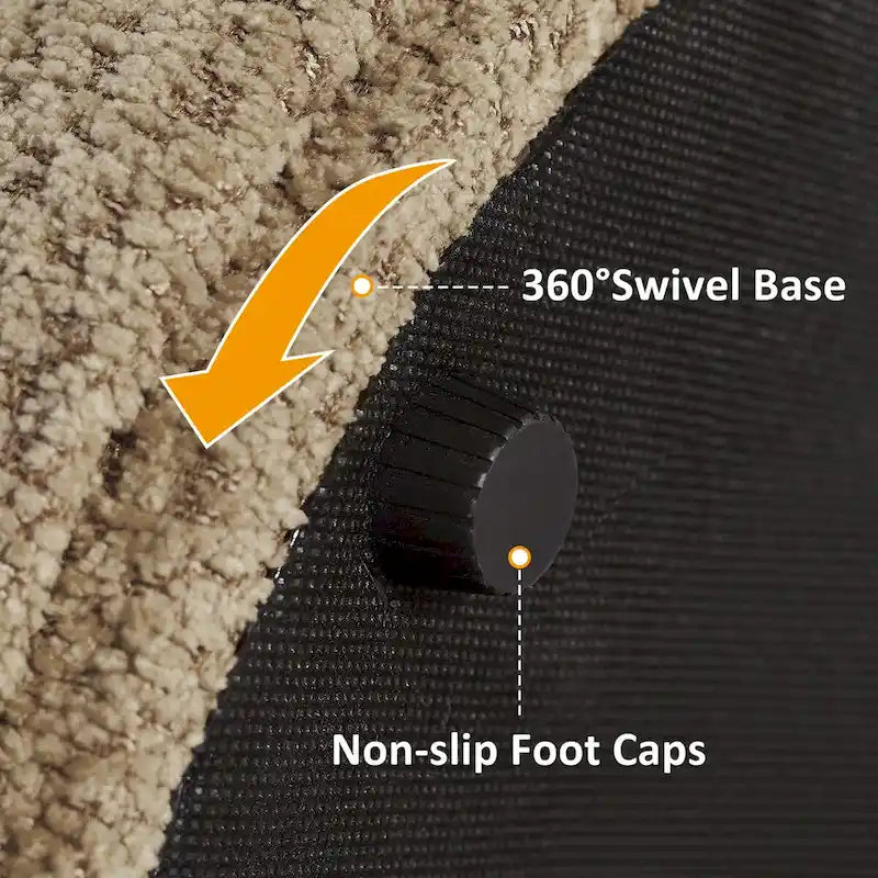 Drum-Shape Boucle Ottoman with 360° Swivel Base – Grey / Yellow / Green / White / Tan, 1-Person Use