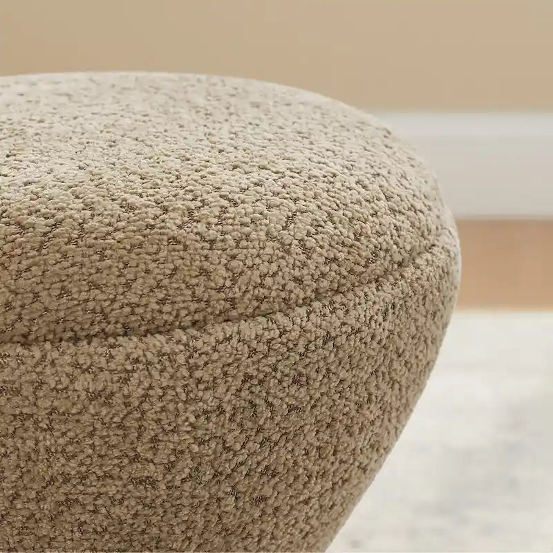 Drum-Shape Boucle Ottoman with 360° Swivel Base – Grey / Yellow / Green / White / Tan, 1-Person Use