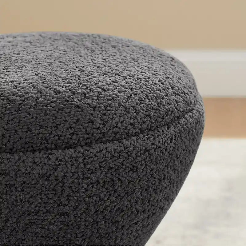 Drum-Shape Boucle Ottoman with 360° Swivel Base – Grey / Yellow / Green / White / Tan, 1-Person Use
