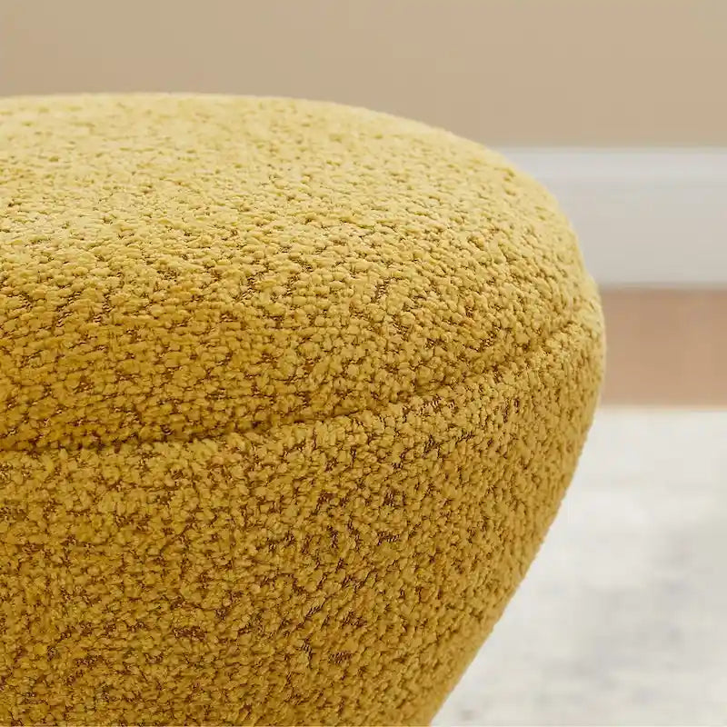 Drum-Shape Boucle Ottoman with 360° Swivel Base – Grey / Yellow / Green / White / Tan, 1-Person Use