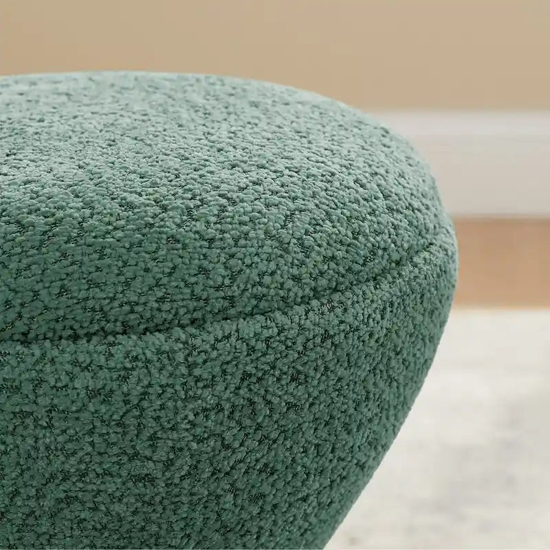 Drum-Shape Boucle Ottoman with 360° Swivel Base – Grey / Yellow / Green / White / Tan, 1-Person Use