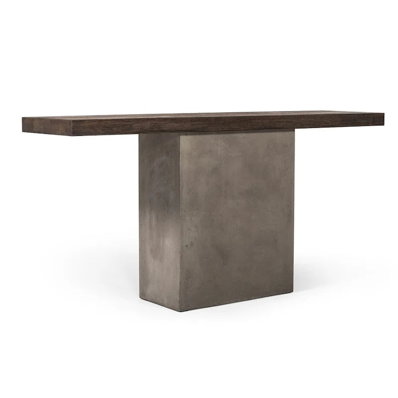 Heritage Oak and Concrete Console Table with Acrylic Sealed Finish – Oak / Dark Grey, 1-Unit