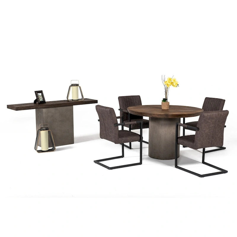 Heritage Oak and Concrete Console Table with Acrylic Sealed Finish – Oak / Dark Grey, 1-Unit