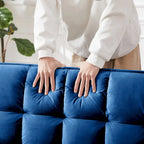 3-in-1 Convertible Velvet Loveseat Sofa Bed with Adjustable Back – Blue, 2-Person Use