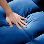 3-in-1 Convertible Velvet Loveseat Sofa Bed with Adjustable Back – Blue, 2-Person Use