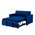 3-in-1 Convertible Velvet Loveseat Sofa Bed with Adjustable Back – Blue, 2-Person Use