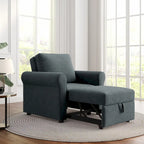 3-in-1 Convertible Sleeper Chair with Adjustable Backrest, Wheels and Pull-Out Bed – Teal / Dark Blue / Beige, 1-Person Use