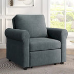 3-in-1 Convertible Sleeper Chair with Adjustable Backrest, Wheels and Pull-Out Bed – Teal / Dark Blue / Beige, 1-Person Use
