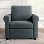 3-in-1 Convertible Sleeper Chair with Adjustable Backrest, Wheels and Pull-Out Bed – Teal / Dark Blue / Beige, 1-Person Use