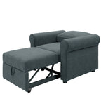 3-in-1 Convertible Sleeper Chair with Adjustable Backrest, Wheels and Pull-Out Bed – Teal / Dark Blue / Beige, 1-Person Use