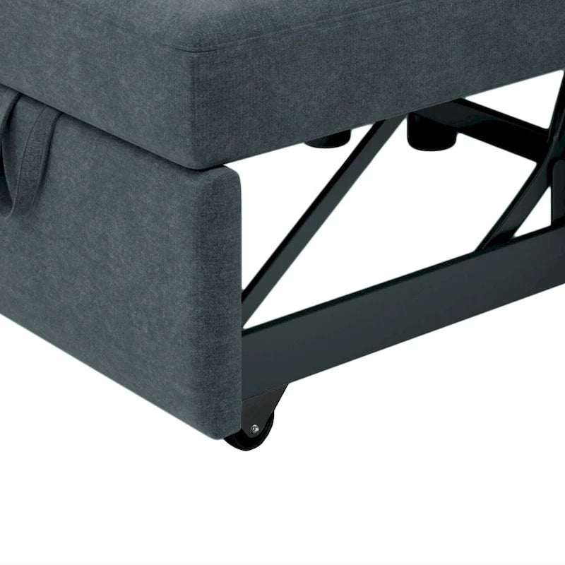 3-in-1 Convertible Sleeper Chair with Adjustable Backrest, Wheels and Pull-Out Bed – Teal / Dark Blue / Beige, 1-Person Use