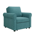 3-in-1 Convertible Sleeper Chair with Adjustable Backrest, Wheels and Pull-Out Bed – Teal / Dark Blue / Beige, 1-Person Use
