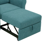 3-in-1 Convertible Sleeper Chair with Adjustable Backrest, Wheels and Pull-Out Bed – Teal / Dark Blue / Beige, 1-Person Use