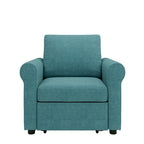 3-in-1 Convertible Sleeper Chair with Adjustable Backrest, Wheels and Pull-Out Bed – Teal / Dark Blue / Beige, 1-Person Use