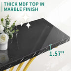Slim Faux Marble Console Table with C-Shape Gold Metal Base – Black/Gold / White/Gold, 1-Unit
