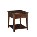 Rectangular End Table with Drawer and Open Shelf – Walnut, Wood Top, 1-Unit