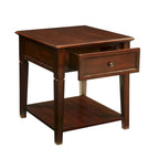 Rectangular End Table with Drawer and Open Shelf – Walnut, Wood Top, 1-Unit