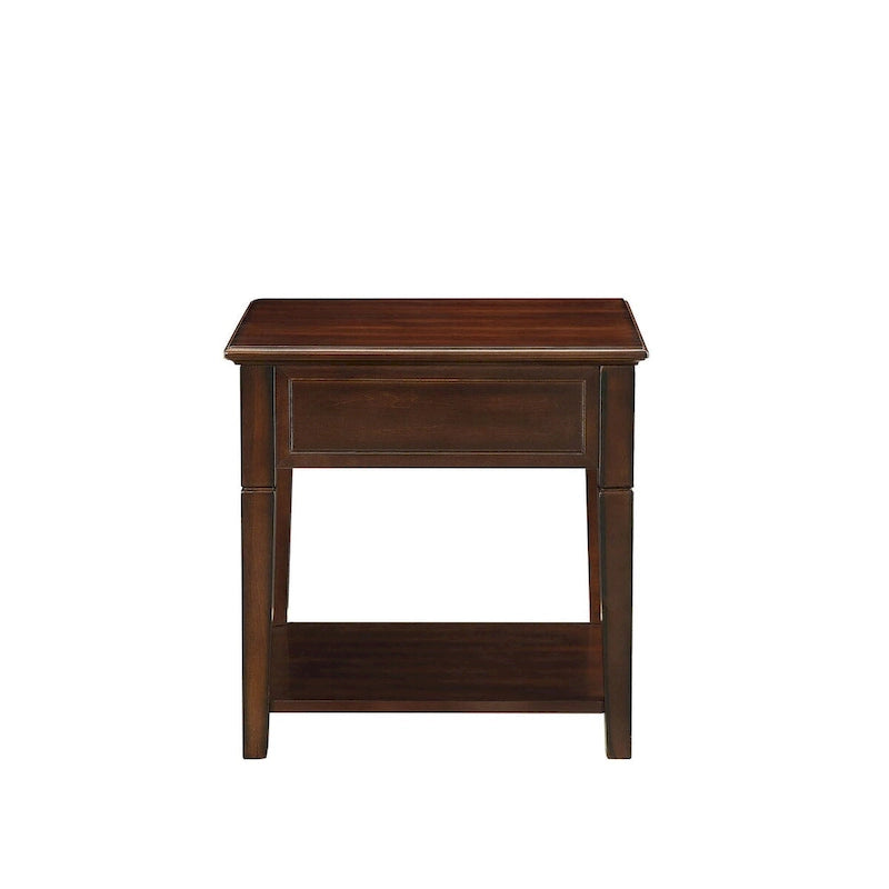 Rectangular End Table with Drawer and Open Shelf – Walnut, Wood Top, 1-Unit