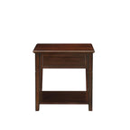 Rectangular End Table with Drawer and Open Shelf – Walnut, Wood Top, 1-Unit
