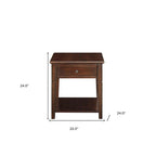 Rectangular End Table with Drawer and Open Shelf – Walnut, Wood Top, 1-Unit
