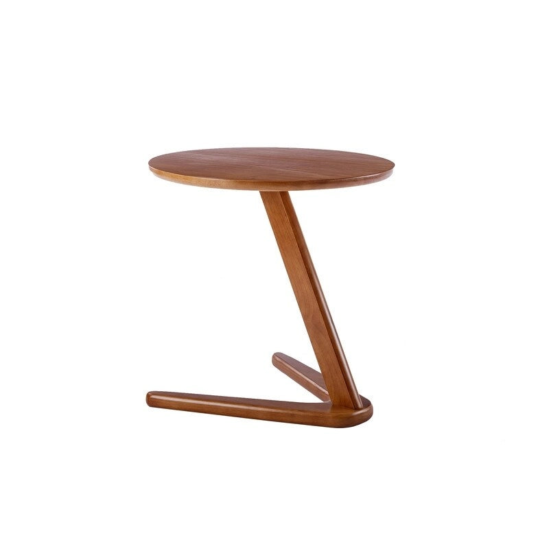 Round Solid Wood Side Table / Accent Table – Brown, Wood Top, 1-Unit